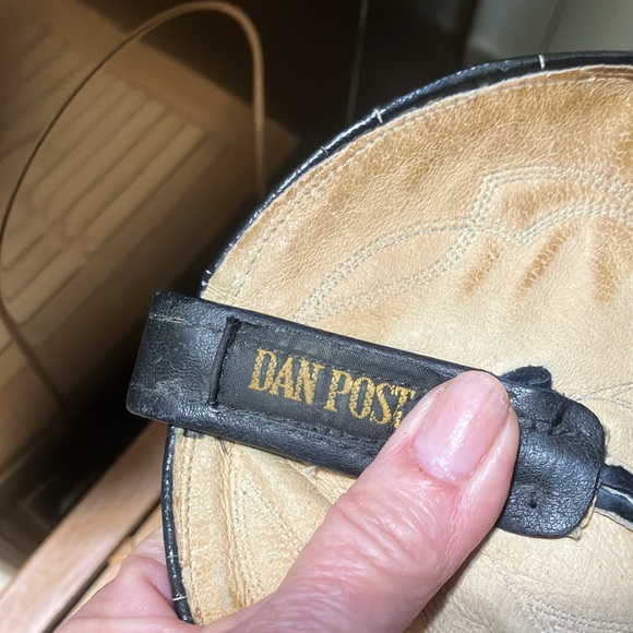 🤠🖤Vintage Dan Post Black Leather W/White Stiching Men’s Western Boots Size 8 W - Picture 6 of 8